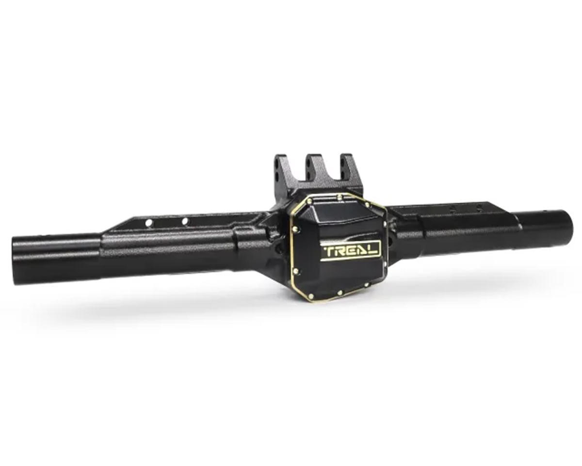 Treal Hobby Axial SCX10 Pro 7075 Aluminum Rear Axle Housing (Black) w/Brass Differential Cover