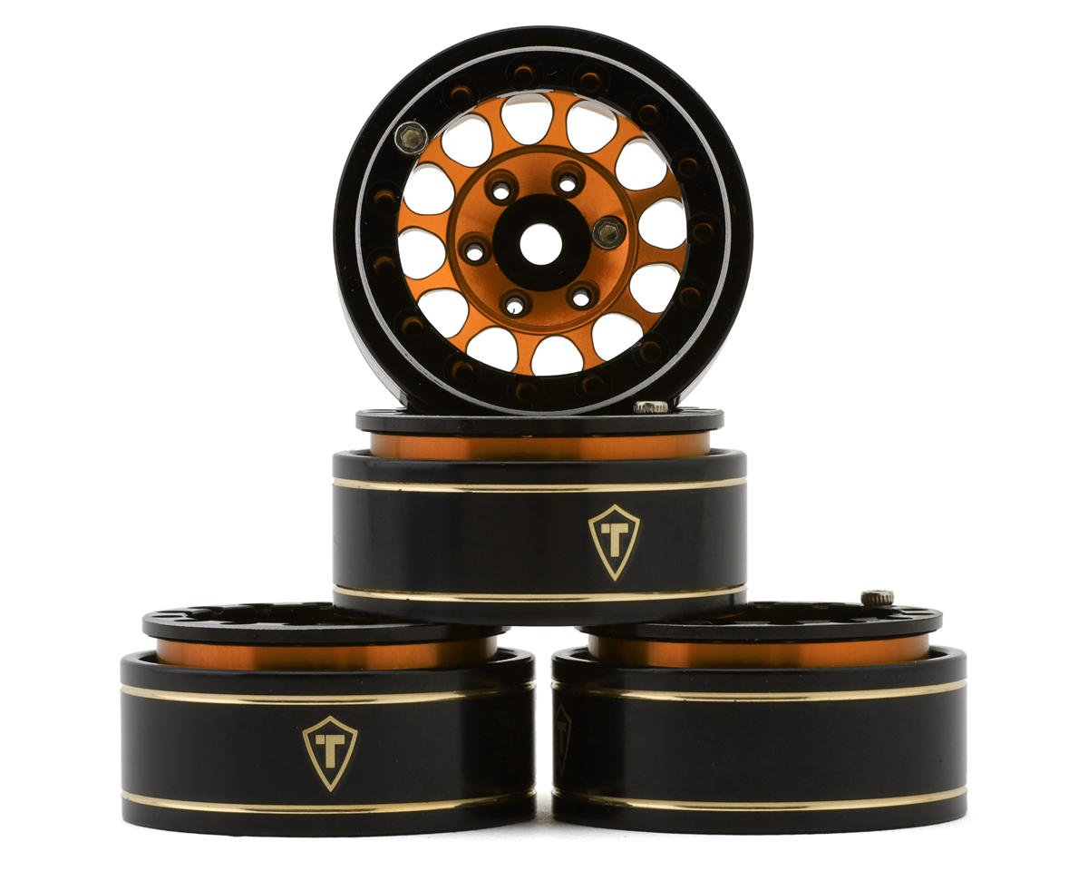 Treal Hobby Type I 1.0" Classic 12-Spoke Beadlock Wheels (Orange) (4) (27.2g)