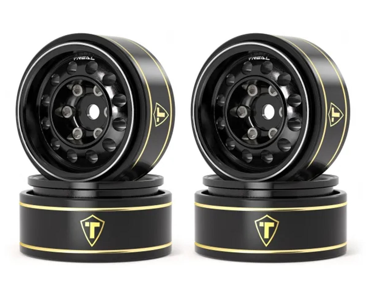 Treal Hobby Type K 1.0" 12-Hole Beadlock Classic Vintage Wagon Wheels (Black) (4) (28.9g)