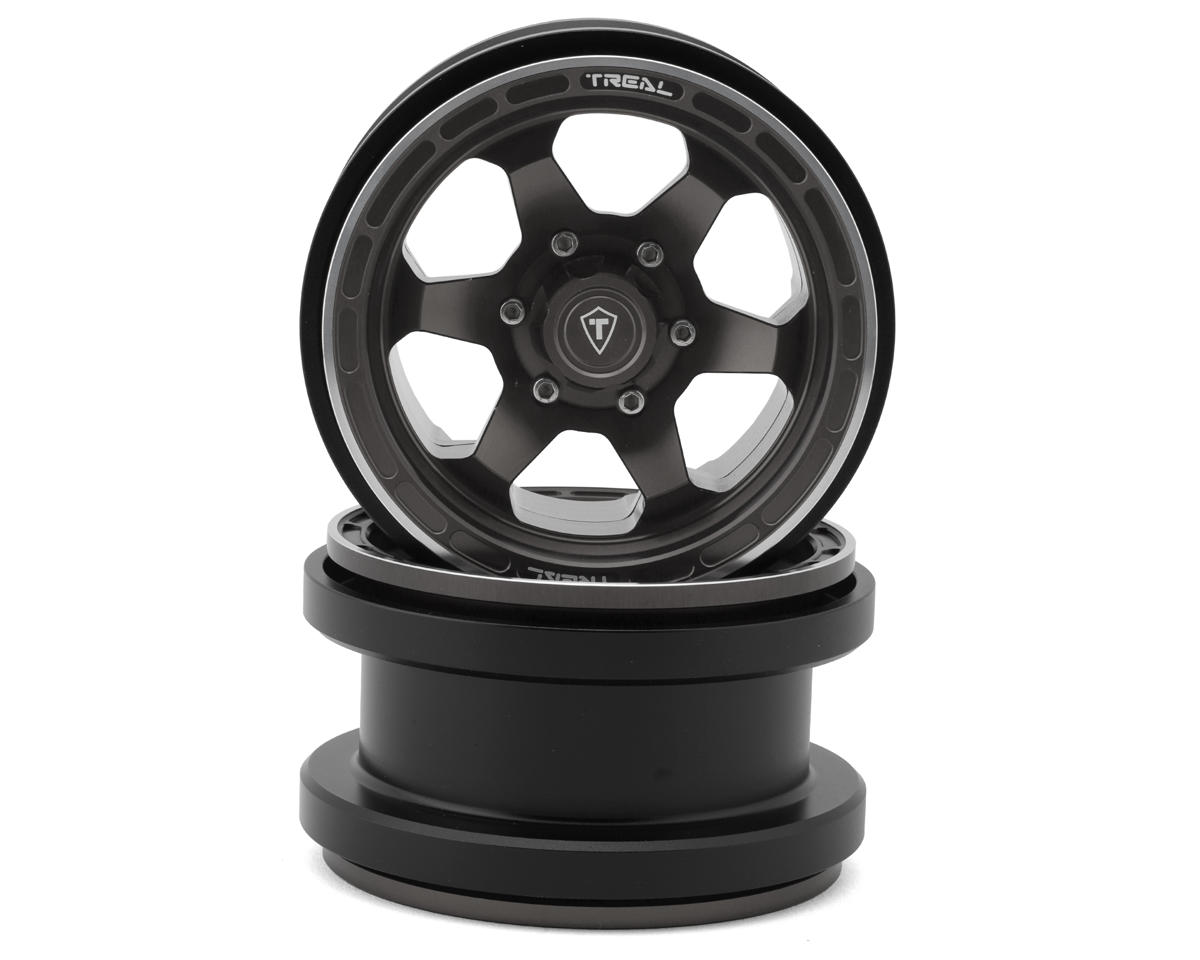 Treal Hobby Type A 2.9" 6-Spoke Slotted Beadlock Aluminum Wheels (Titanium) (2) (256g)