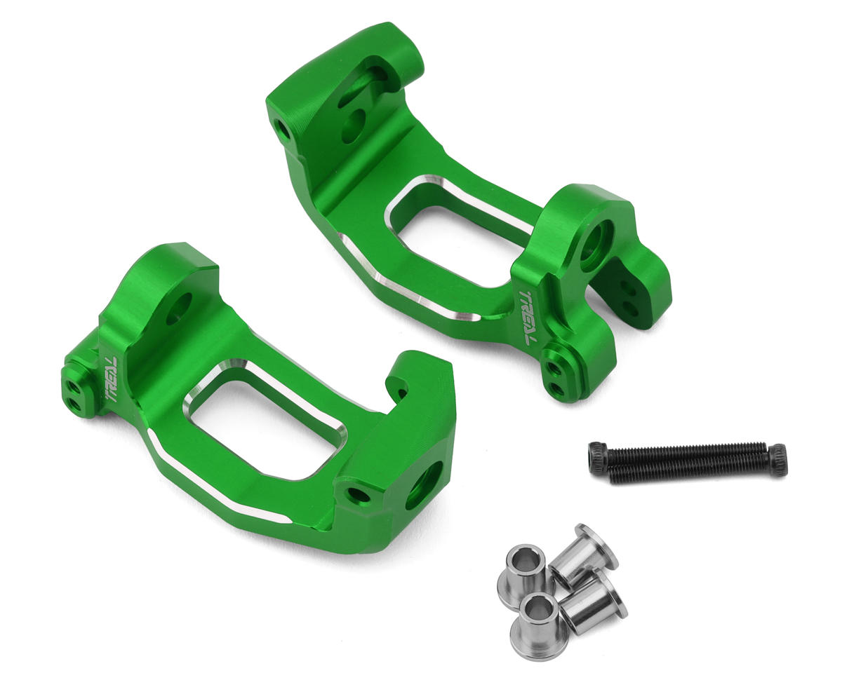 Treal Hobby Aluminum Front C Hub Spindle Carriers for Traxxas Sledge (Green) (2)