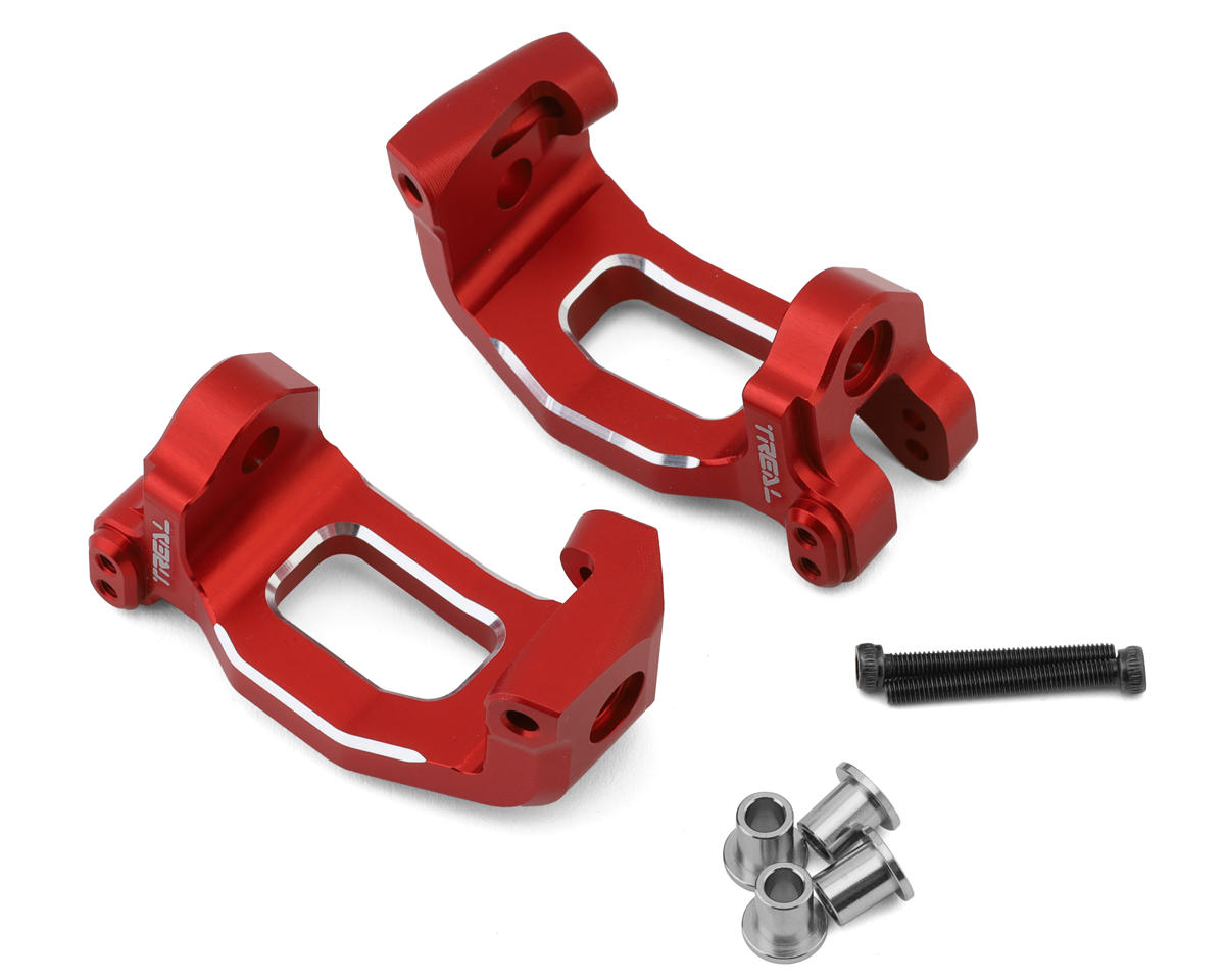 Treal Hobby Aluminum Front C Hub Spindle Carriers for Traxxas Sledge (Red) (2)