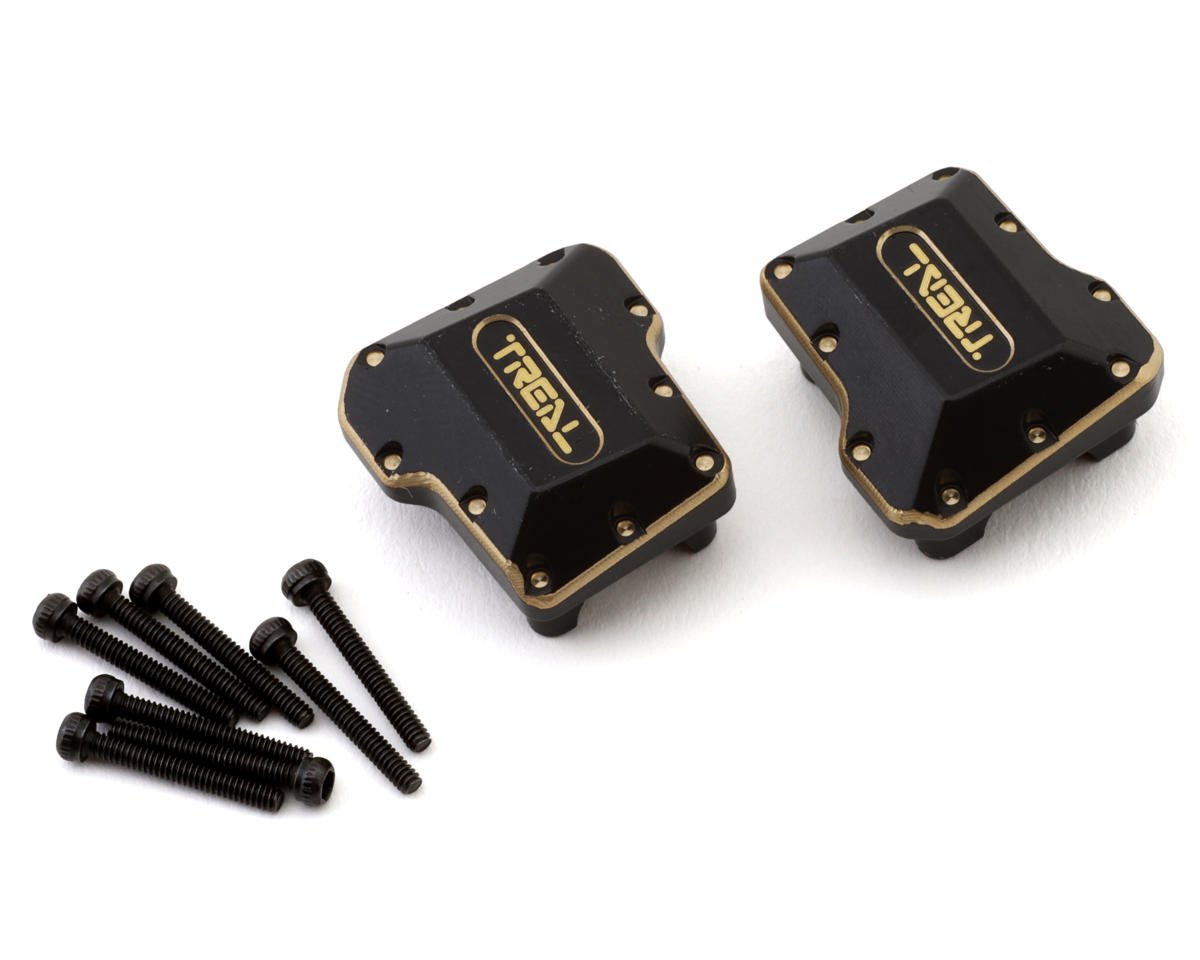 Treal Hobby Brass Differential Covers for Traxxas TRX-4M (Black) (2) (15.8g)