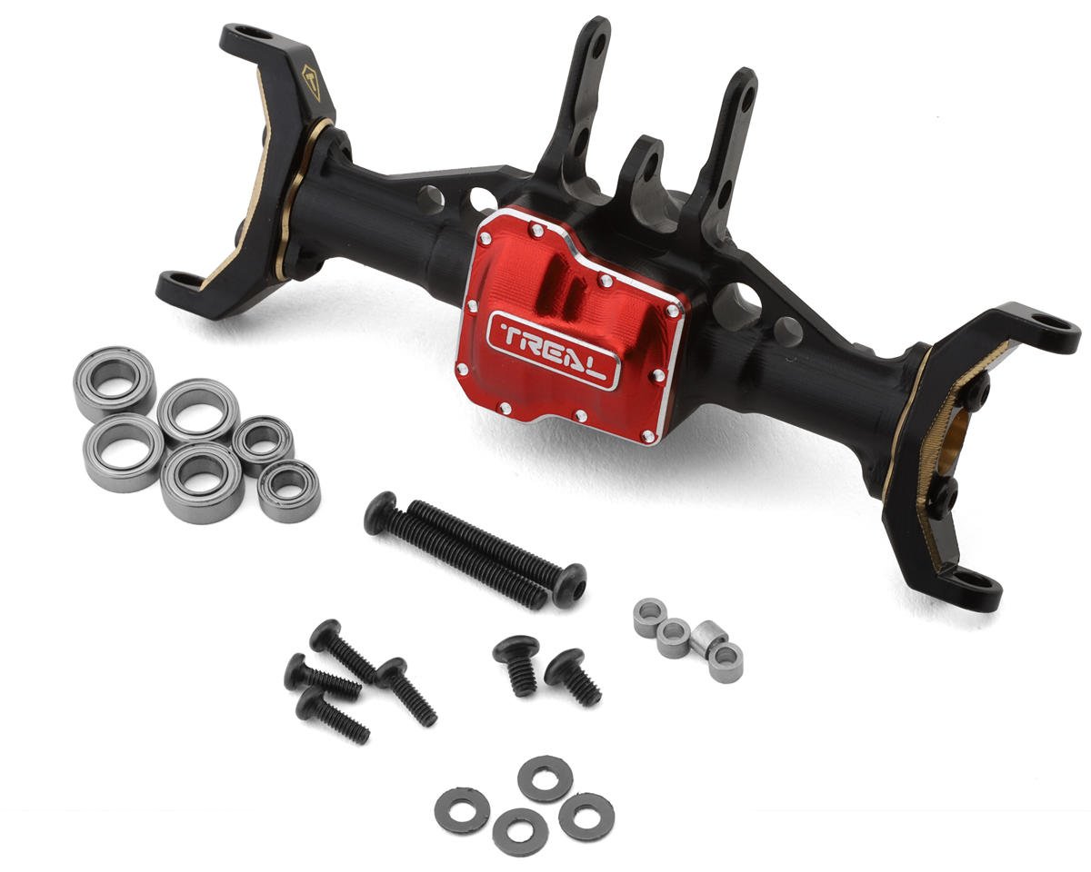 Treal Hobby Aluminum Front Axle Housing for Traxxas TRX-4M w/Brass C Hubs (Black)