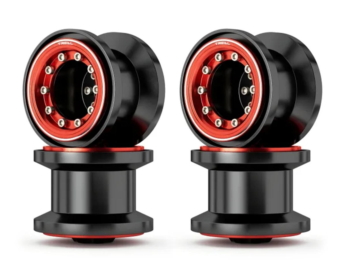 Treal Hobby 7075 Aluminum Beadlock Wheels for Traxxas® TRX-4MT™ (Black/Red) (4)