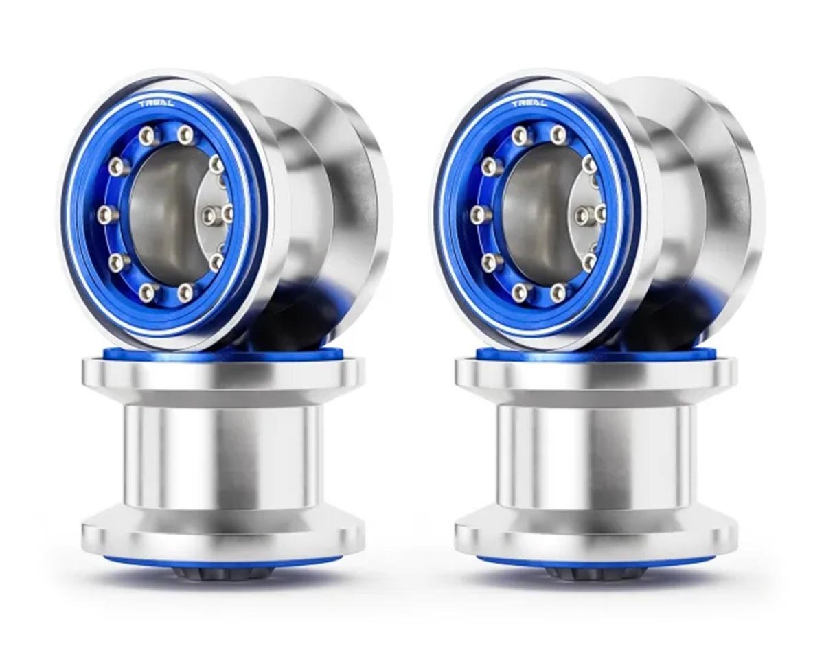 Treal Hobby 7075 Aluminum Beadlock Wheels for Traxxas® TRX-4MT™ (Silver/Blue) (4)