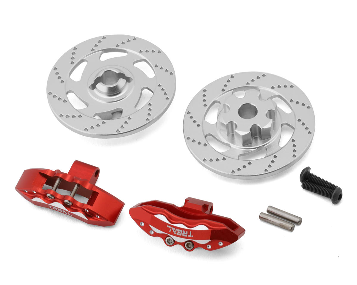 Treal Hobby Aluminum Disc Brake Hex Hub Set for Traxxas® UDR® (Red) (2) (17mm) w/Calipers
