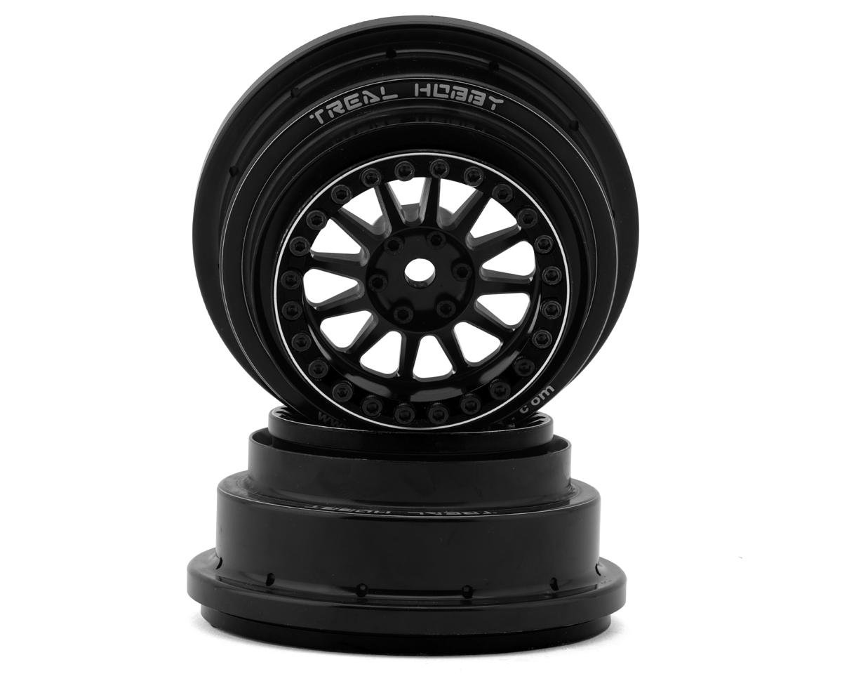 Treal Hobby Type A Aluminum Beadlock Wheels for Traxxas® UDR® (Black/Black) (2) (Front/Rear) w/17mm Hex