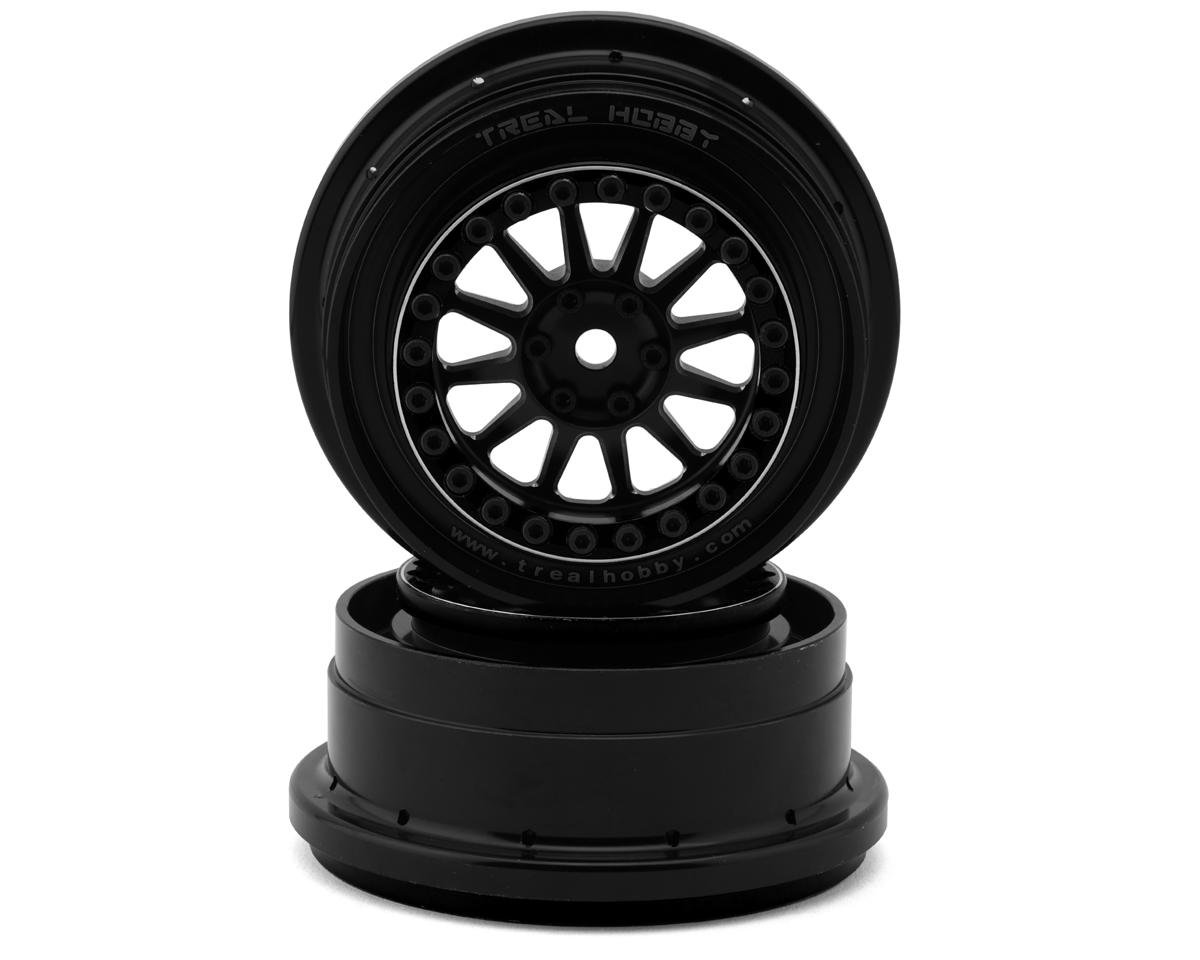 Treal Hobby Type B Aluminum Beadlock Wheels for Traxxas® UDR® (Black/Black) (2) (Front/Rear) w/17mm Hex