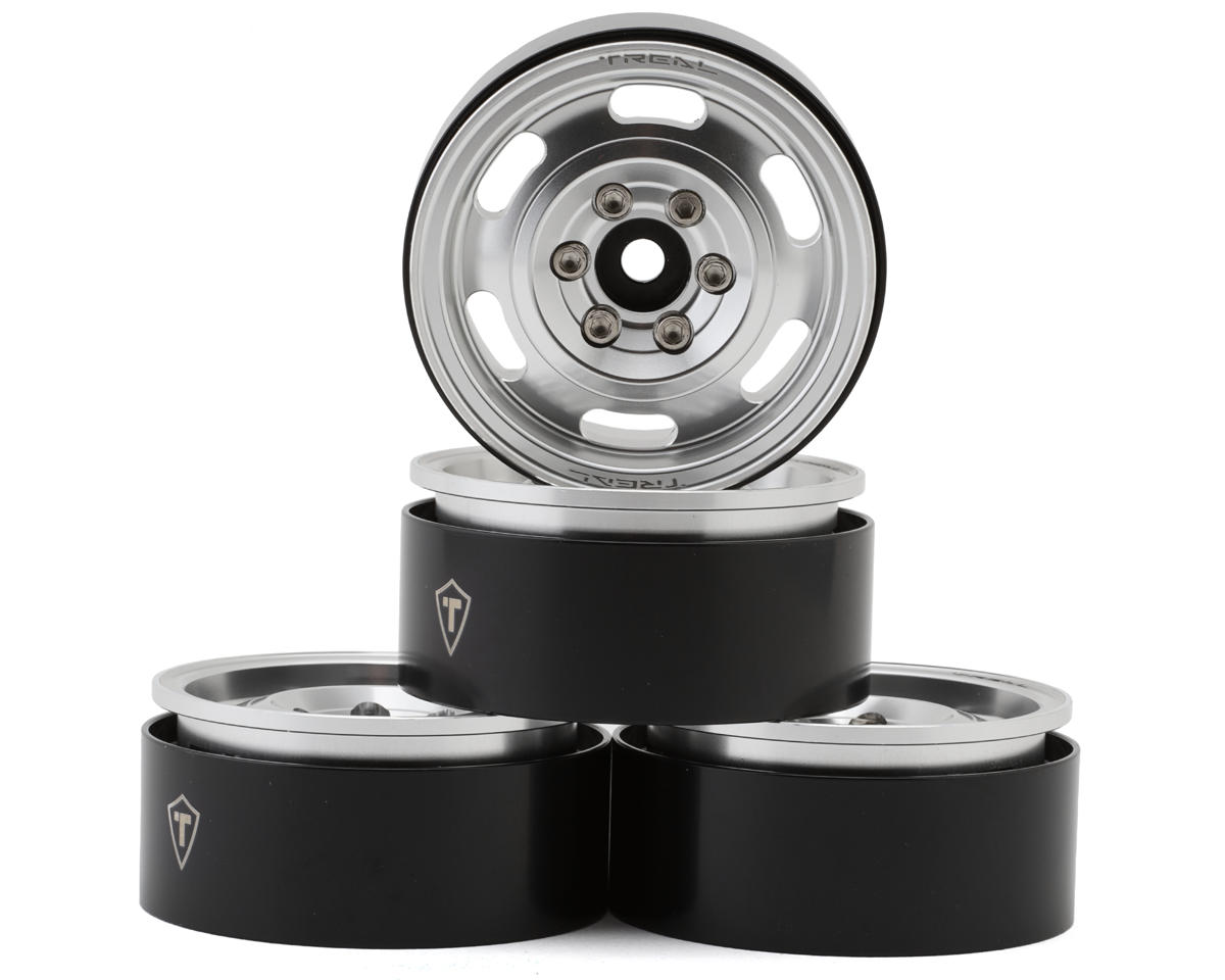Treal Hobby Type G 1.9" Vintage Wagon Beadlock Wheels (Silver) (4) (129.5g)