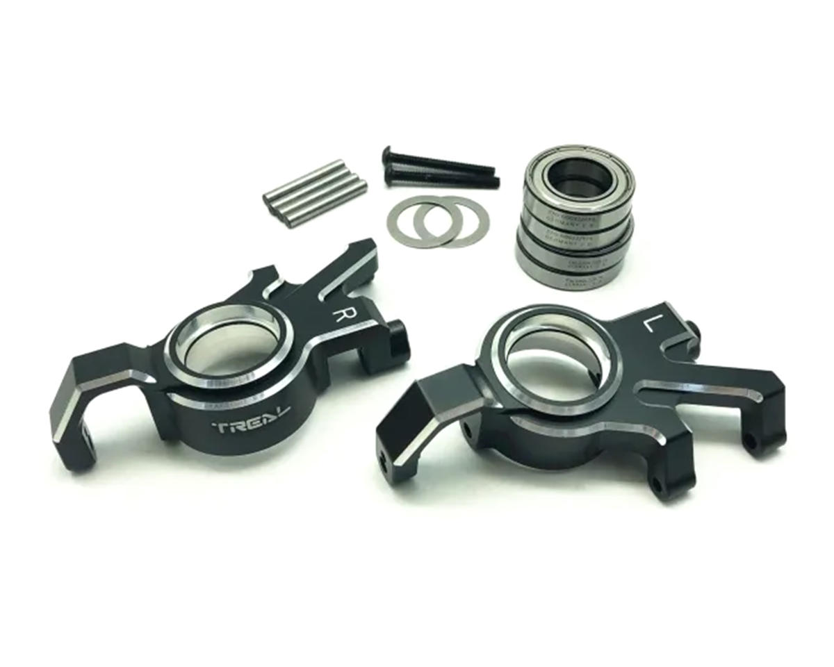 Treal Hobby 7075 Aluminum Front Hub Steering Knuckle Set for Traxxas® X-Maxx® (Black) (2)