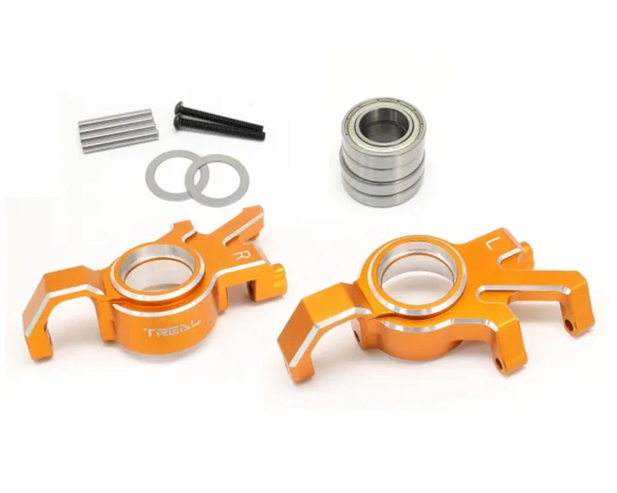 Treal Hobby 7075 Aluminum Front Hub Steering Knuckle Set for Traxxas® X-Maxx® (Orange) (2)