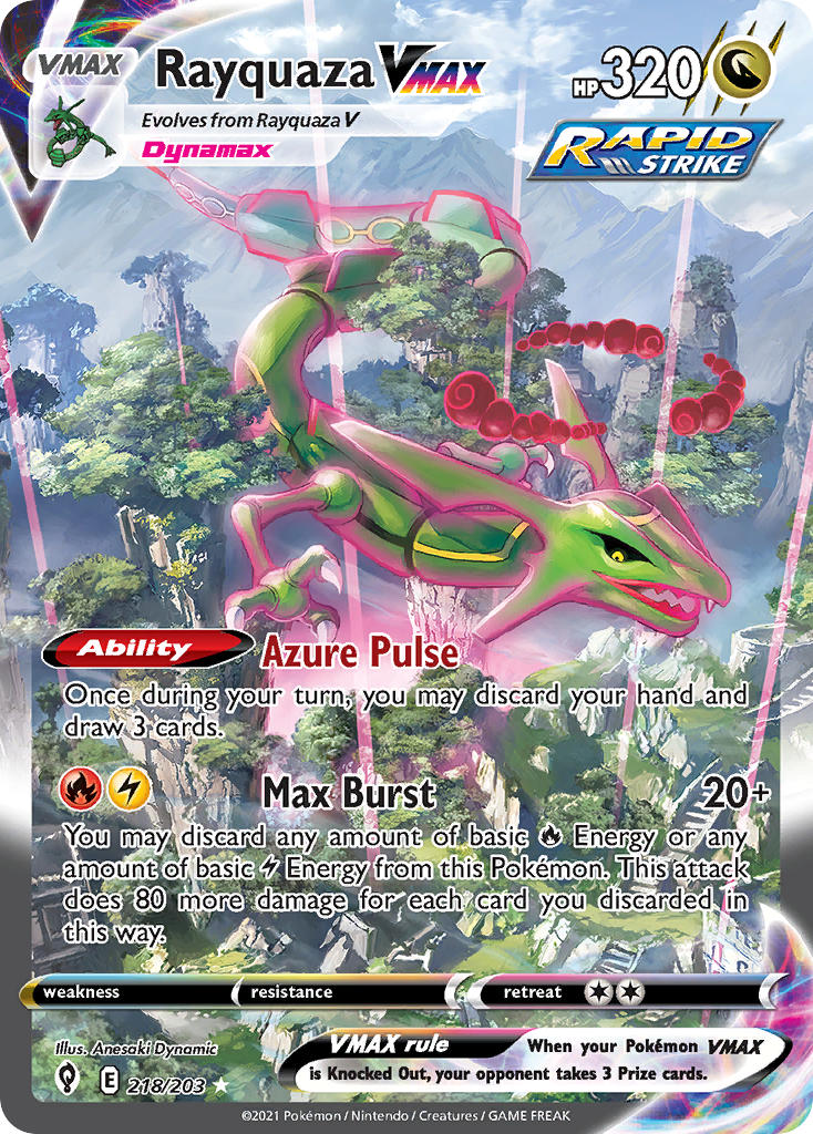 Rayquaza VMAX (Alternate Art Secret) - 218/203 (SWSH07) Secret Rare -