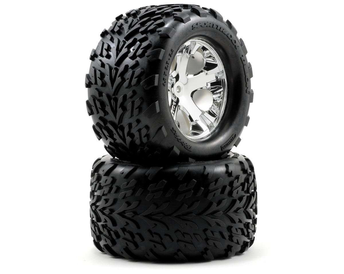 Traxxas Talon Rear Tires w/All-Star Wheels (2) (Chrome)