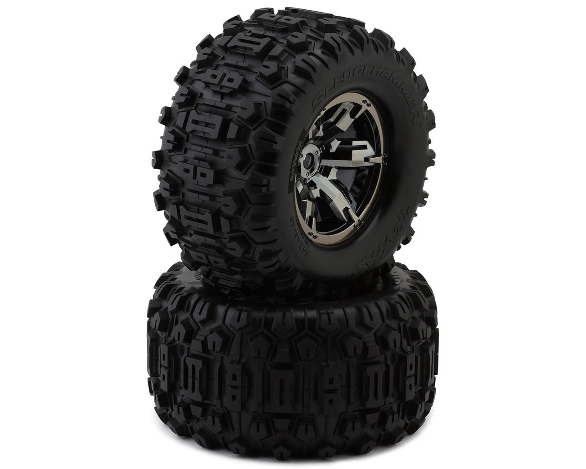 Traxxas X-Maxx/XRT Pre-Mounted Sledgehammer Belted Tires (Chrome) (2) w17mm Hex