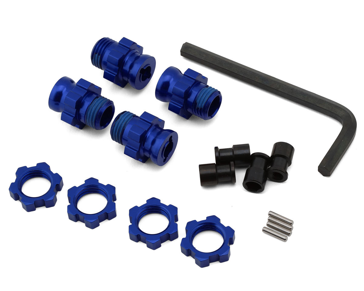 Traxxas 17mm Aluminum Splined Wheel Hub Hex Set (Blue) (4)
