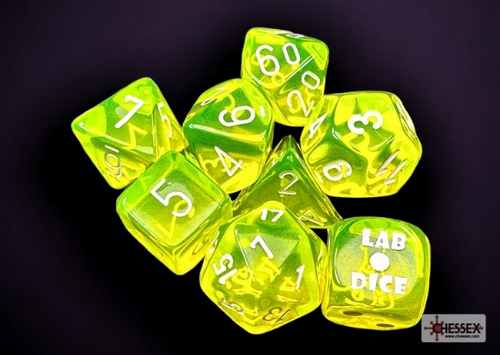 CHX30061: Translucent - Poly Set Neon Yellow w/white (7)