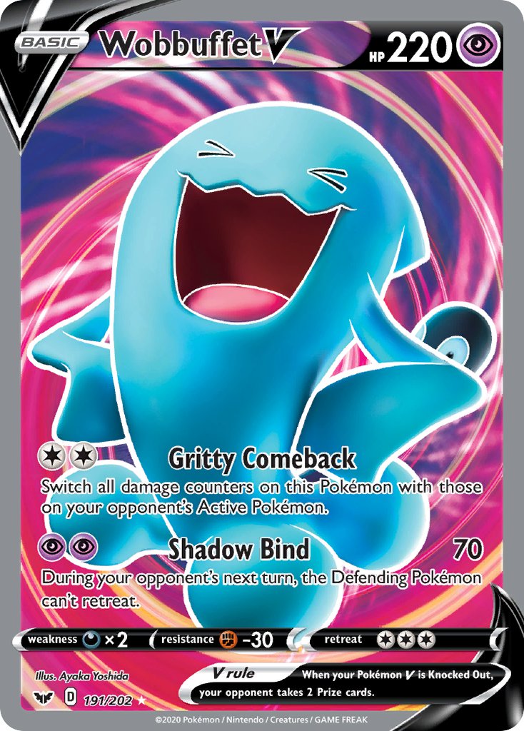 Wobbuffet V (Full Art) - 191/202 (SWSH01) Ultra Rare - Near Mint Holof