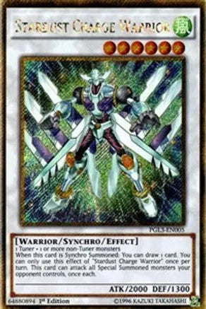 Stardust Charge Warrior (PGL3-EN005) Gold Secret Rare 1st Ed.