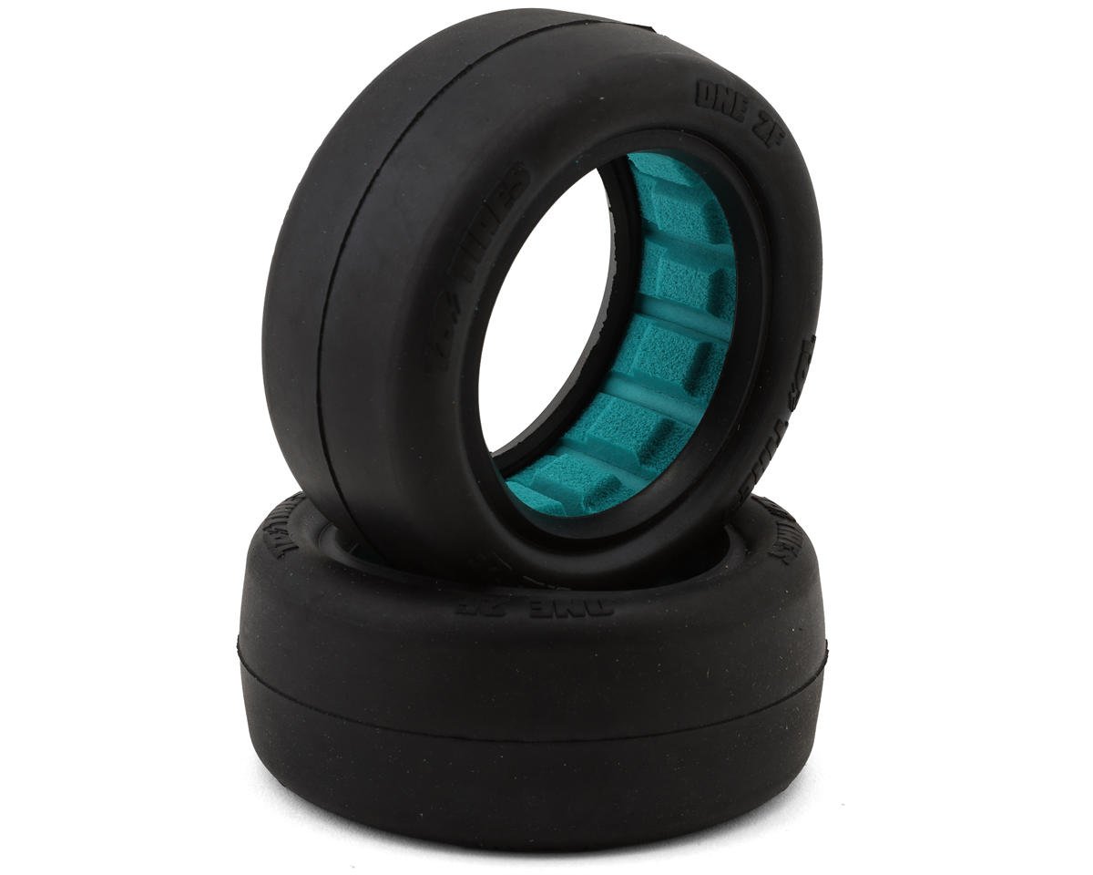 TZO Tires One 2.2" 2WD Front 1/10 Slick Buggy Tire (2) (Teal) w/Foam Inserts
