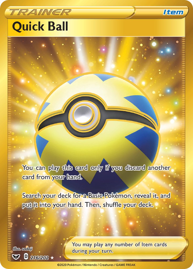 Quick Ball (Secret) - 216/202 (SWSH01) Secret Rare - Near Mint Holofoi