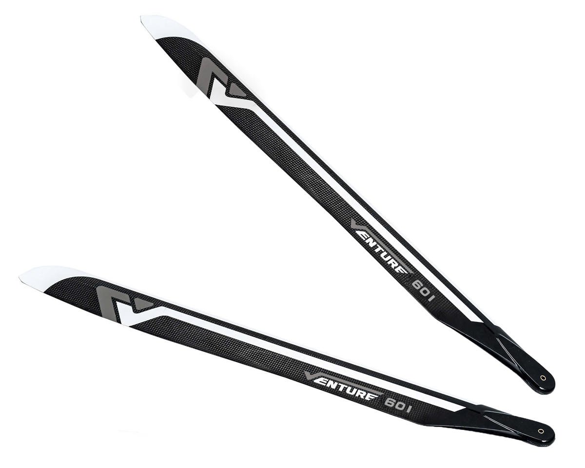 Venture Blades 601mm Premium Carbon Fiber Main Blades (Silver) (2)
