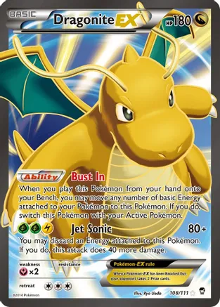 Dragonite EX (Full Art) - 108/111 (FFI) Ultra Rare - Moderate Play Hol