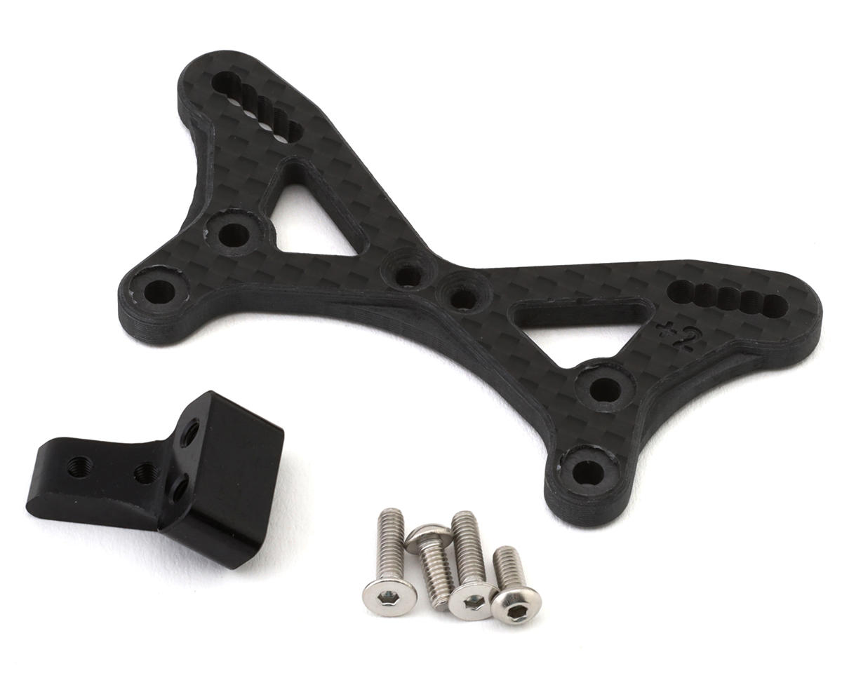 Vision Racing TLR 22 5.0 Carbon Fiber Front Shock Tower (+2mm) w/Aluminum Upper Wing Mount