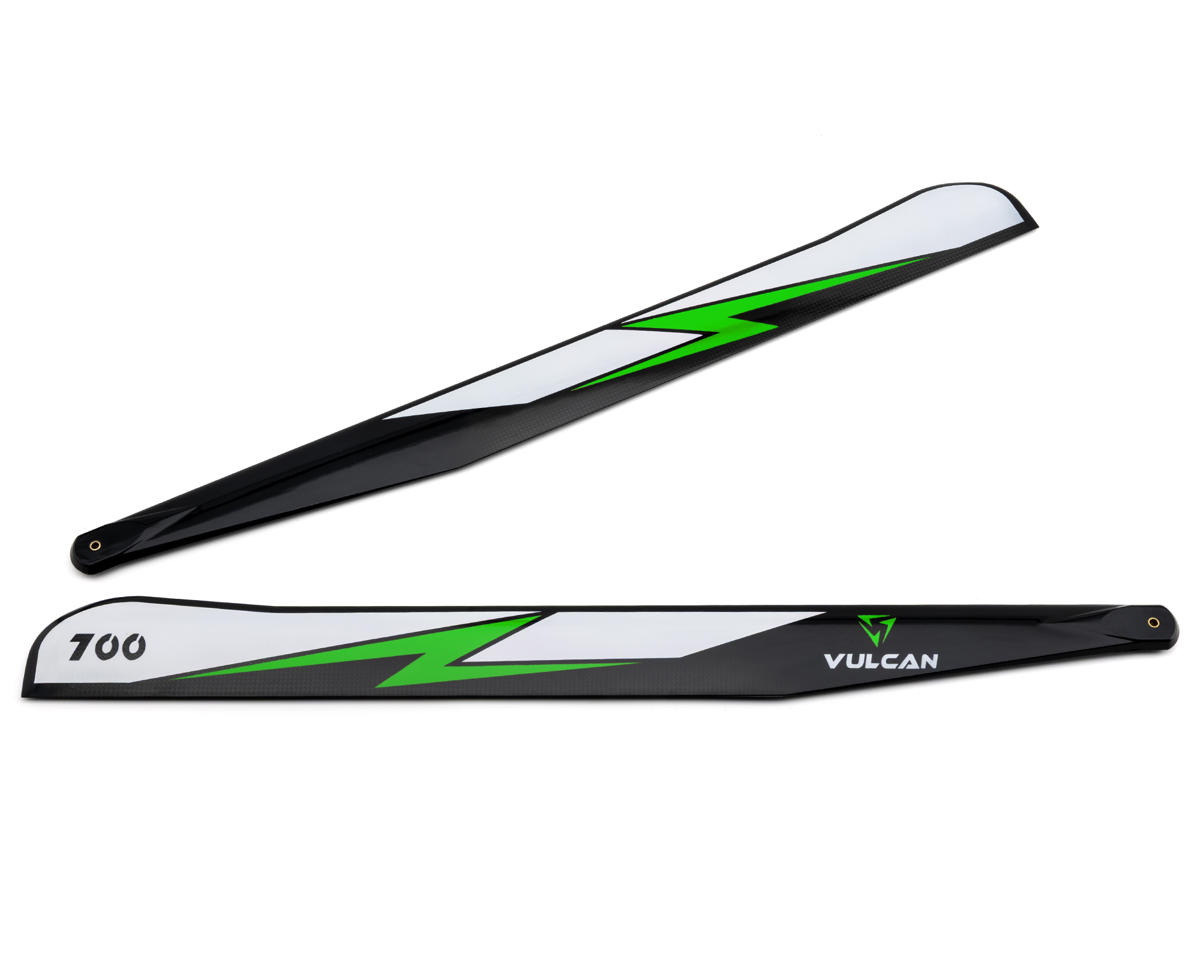 Vulcan Rotors EVO 700mm Carbon Fiber Main Blade Combo Set (Green) w/105mm Tail Blades