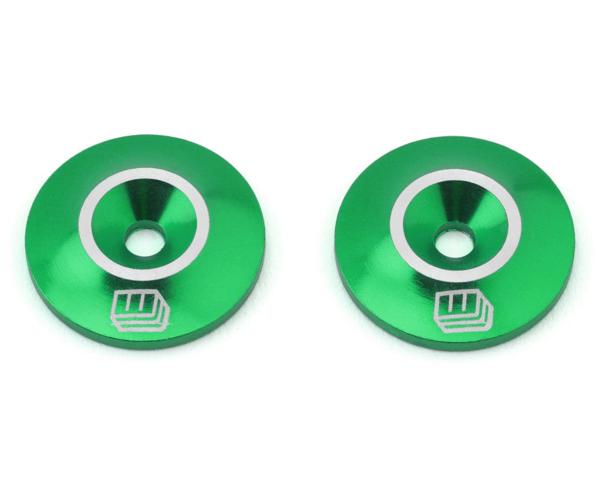 Whitz Racing Products CNC Aluminum Low Profile Wing Washers (Green) (2)
