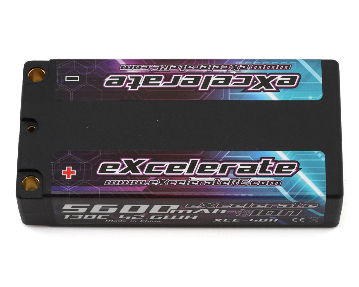 eXcelerate ION 2S Hardcase 130C Low CG "Shorty" LiPo Battery (7.6V/5600mAh) w/5mm Bullets
