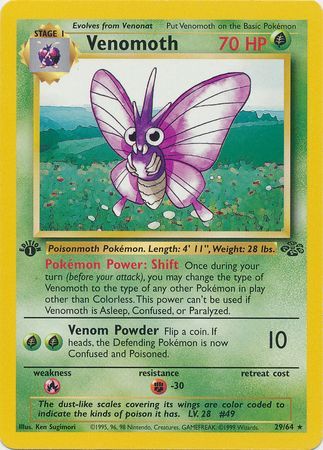 Venomoth - 29/64 (JU) Rare - Near Mint 1st Edition