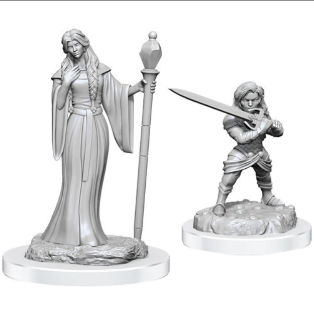 Critical Role: Unpainted Miniatures - Human Wizard Female & Halfling H