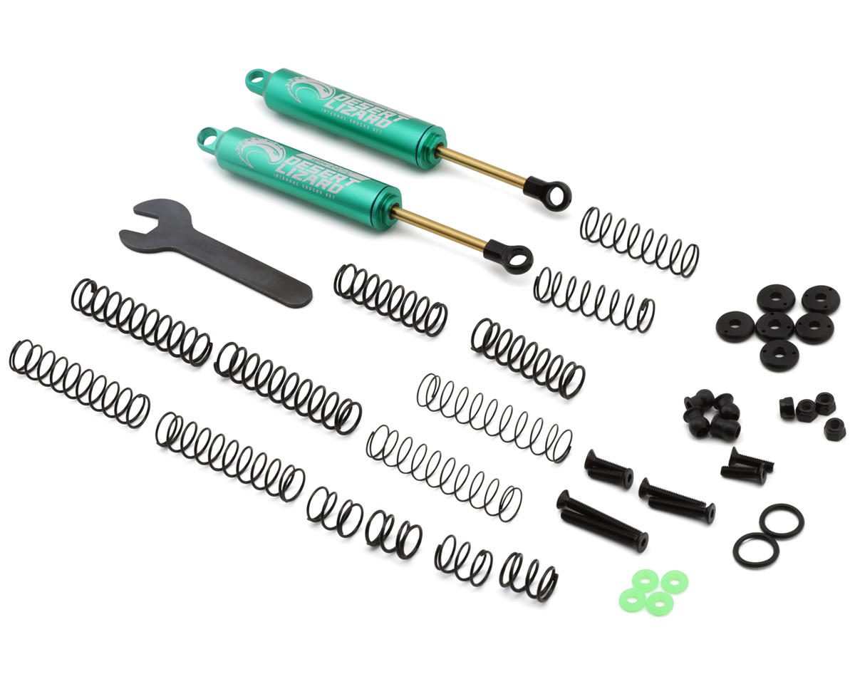 Yeah Racing Aluminum Desert Lizard Two Stage Internal Spring Shocks (Green) (2) (110mm)