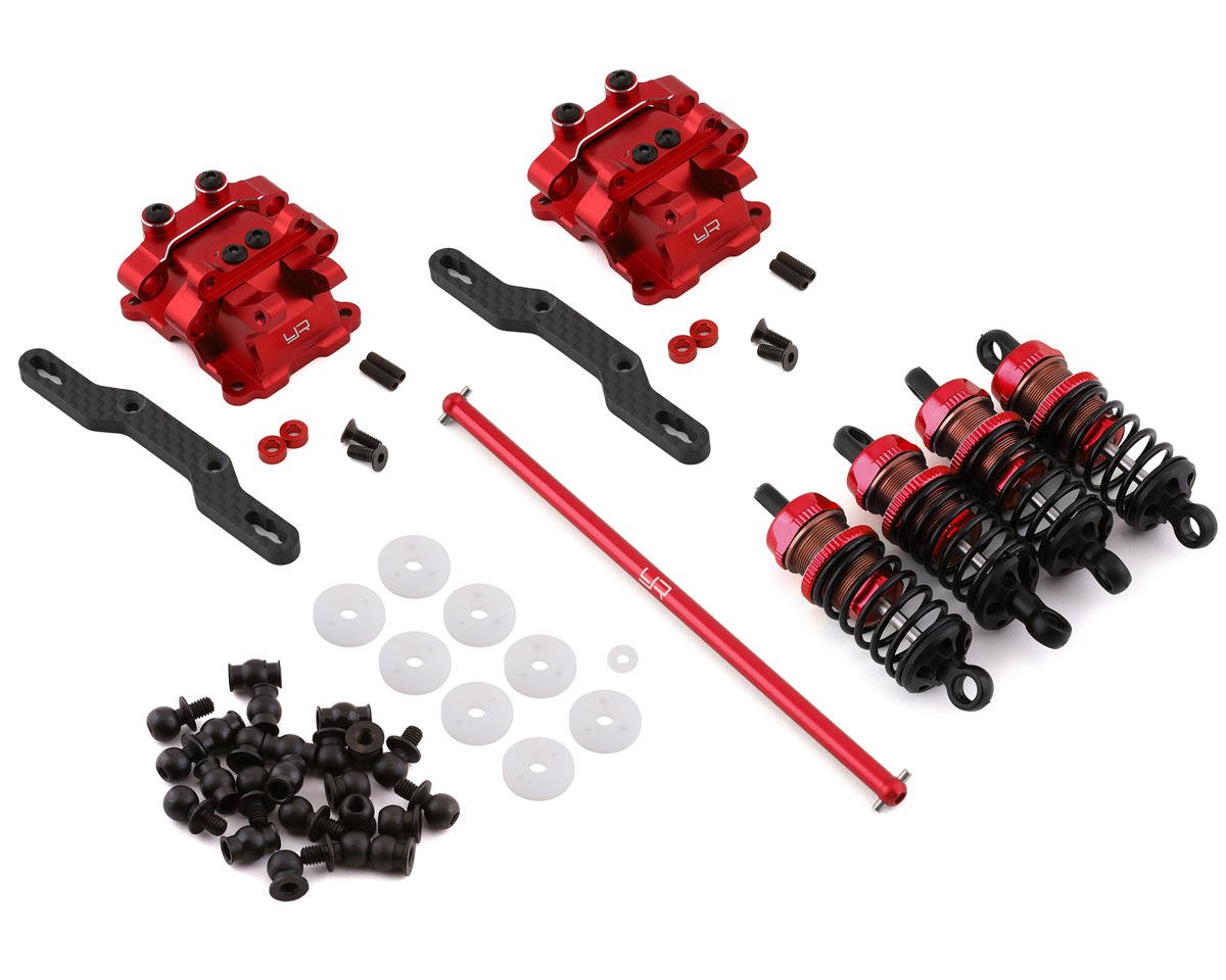 Yeah Racing TT-02 Aluminum Performance Gear Housing & Damper Upgrade Set (Red) w/Aluminum Main Shaft