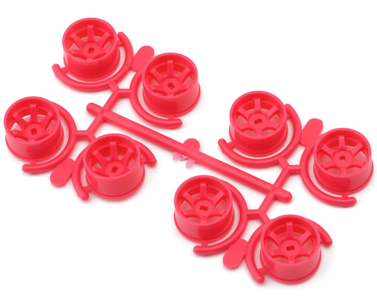 Yeah Racing Mini-Z AWD 11mm 5-Spoke Wide Rims Set (Florescent Pink) (0mm/+1mm/+2mm/+3mm)