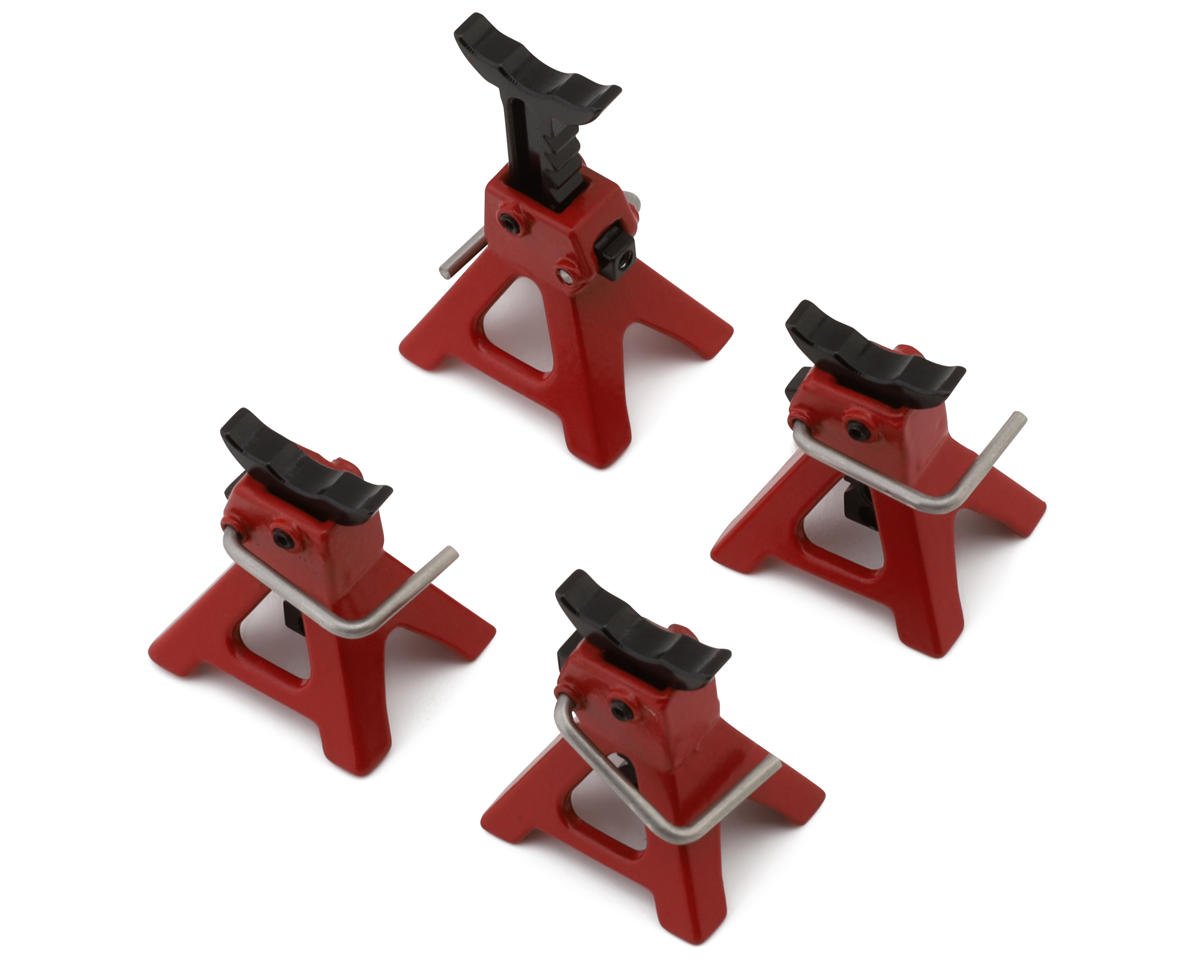 Yeah Racing 1/18 & 1/24 Micro Crawler Adjustable Height 3 Ton Jack (Red) (4) (Miniature Scale Accessory)