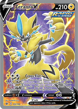 Zeraora V (Full Art) - 165/198 (SWSH06) Ultra Rare - Near Mint Holofoi