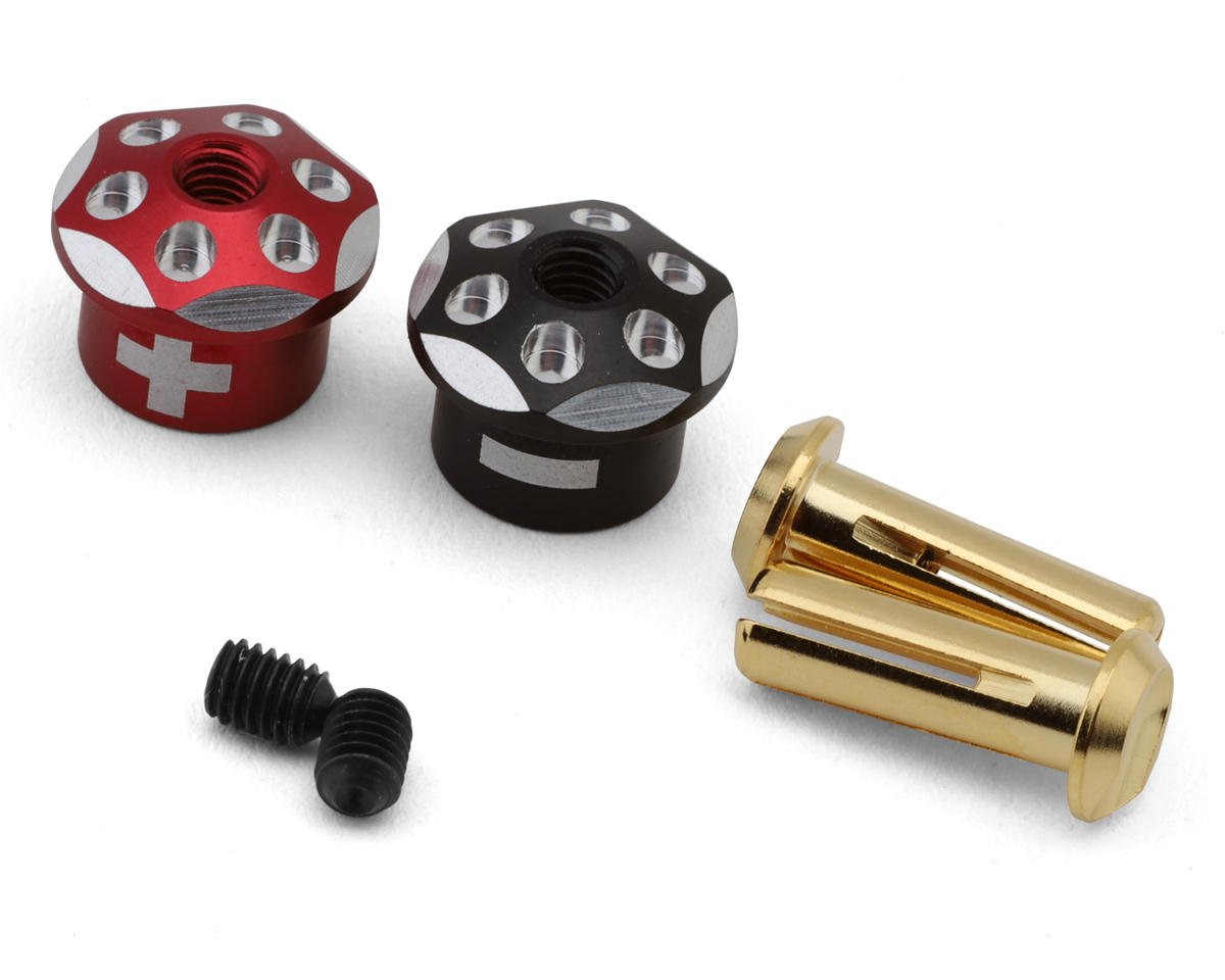 Yokomo Aluminum Battery Plug Grip Set (Red/Black) w/4mm Bullets