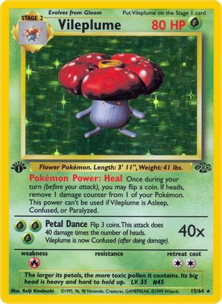 Vileplume - 15/64 (JU) Holo Rare - Moderately Played Unlimited Holofoi
