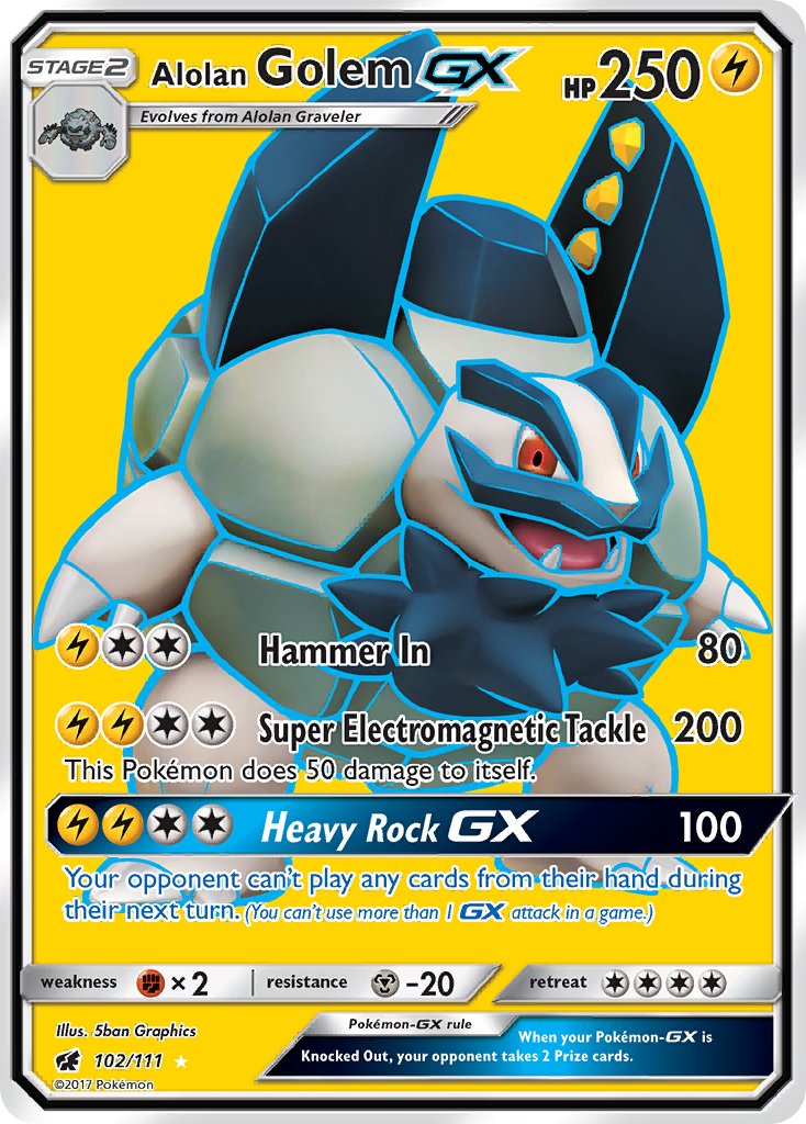 Alolan Golem GX (Full Art) - 102/111 (CIN) Ultra Rare - Near Mint Holo