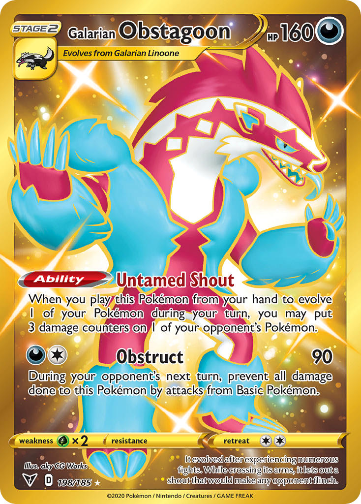 Galarian Obstagoon (Secret) - 198/185 (SWSH04) Secret Rare - Near Mint