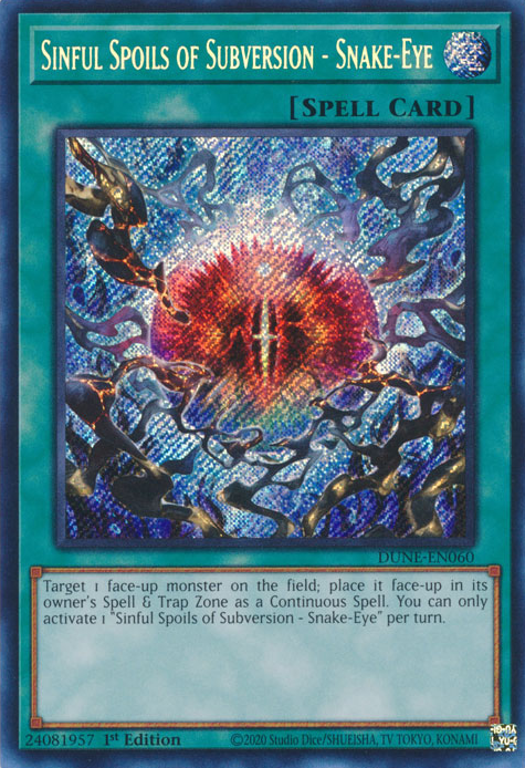 Sinful Spoils of Subversion - Snake-Eye (DUNE-EN060) Secret Rare - Nea